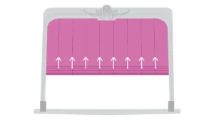 A festoon / roman movement type for a drape.
Used with a Roman-style drape, which is a flat drape with vertical lines of d-rings on the rear. The movement is identical to that of an Austrian, with the drape collapsing from the base upwards, only this time in a concertina motion. Horizontal carbon fibre or wooden rods are often used to aid the concertina stacking. This effect can also be created with J&C Joel’s truss-mounted Festoon System or by way of multiple DMX controllable winches.